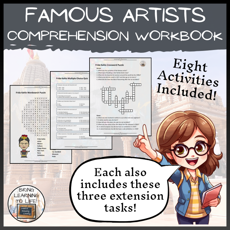 Famous Artists from History Reading Comprehension Workbook | 5th-6th Grade