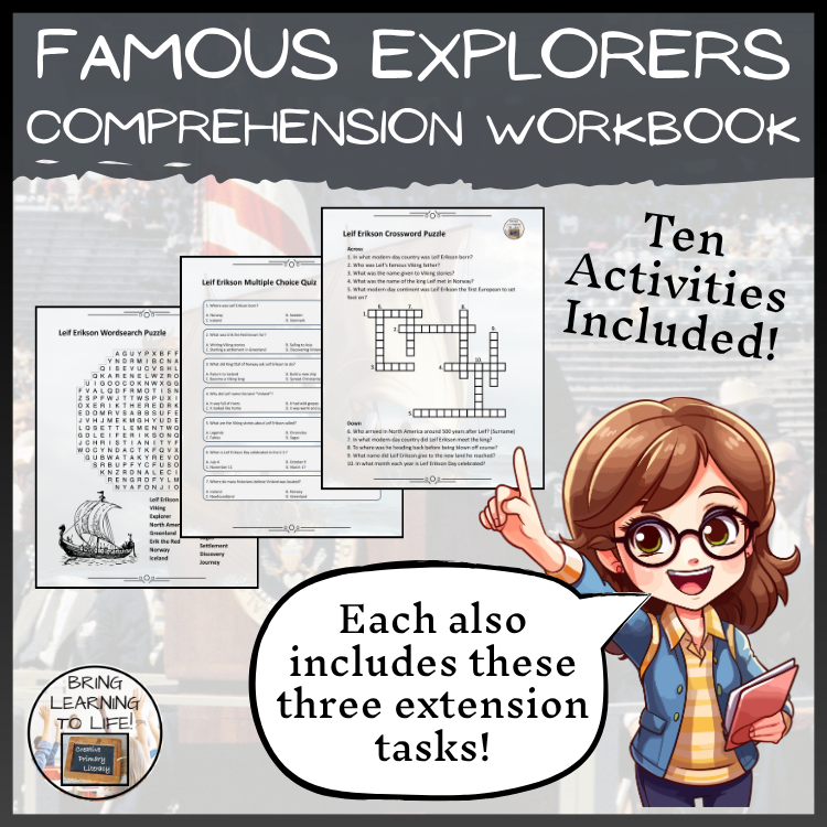Famous Explorers Reading Comprehension Workbook | 5th-6th Grade