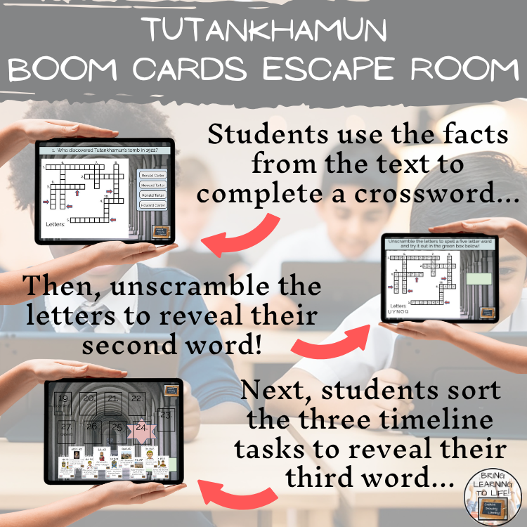 Tutankhamun BOOM Cards Escape Room | Digital ELA Reading Activity