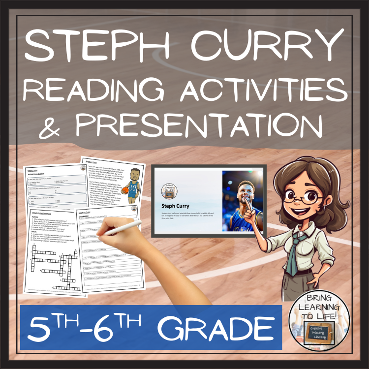 Stephen Curry Close Reading Comprehension Activities | 5th Grade & 6th Grade