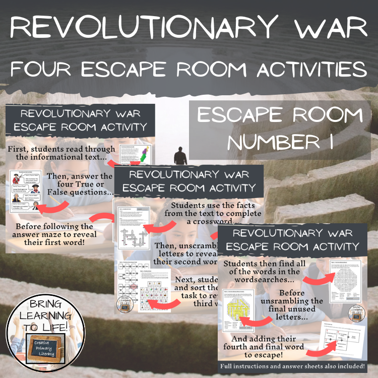 American Revolutionary War Escape Room Activity Bundle | 5th & 6th Grade