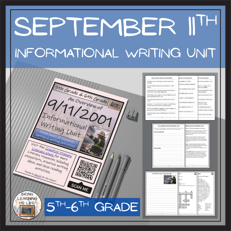 9/11 Terrorist Attacks Informational Writing Activity | 5th Grade & 6th Grade