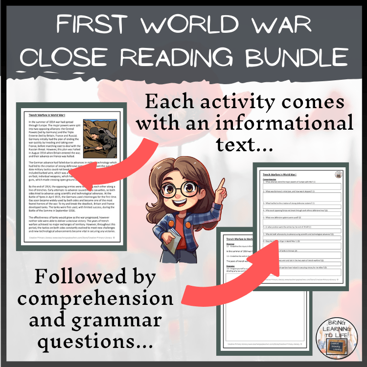 First World War Close Reading Comprehension Bundle | 5th Grade & 6th Grade