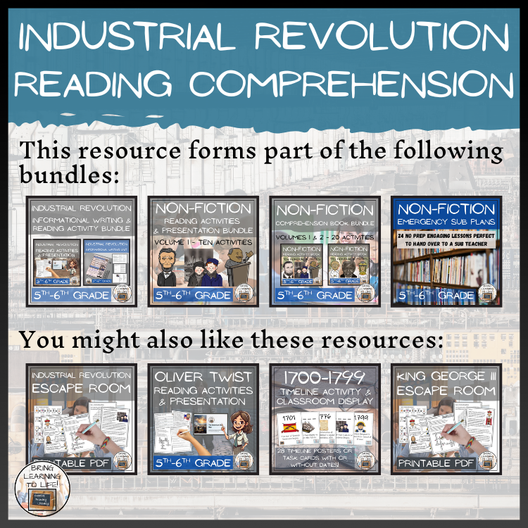 Children of the Industrial Revolution Close Reading Activities | 5th & 6th Grade