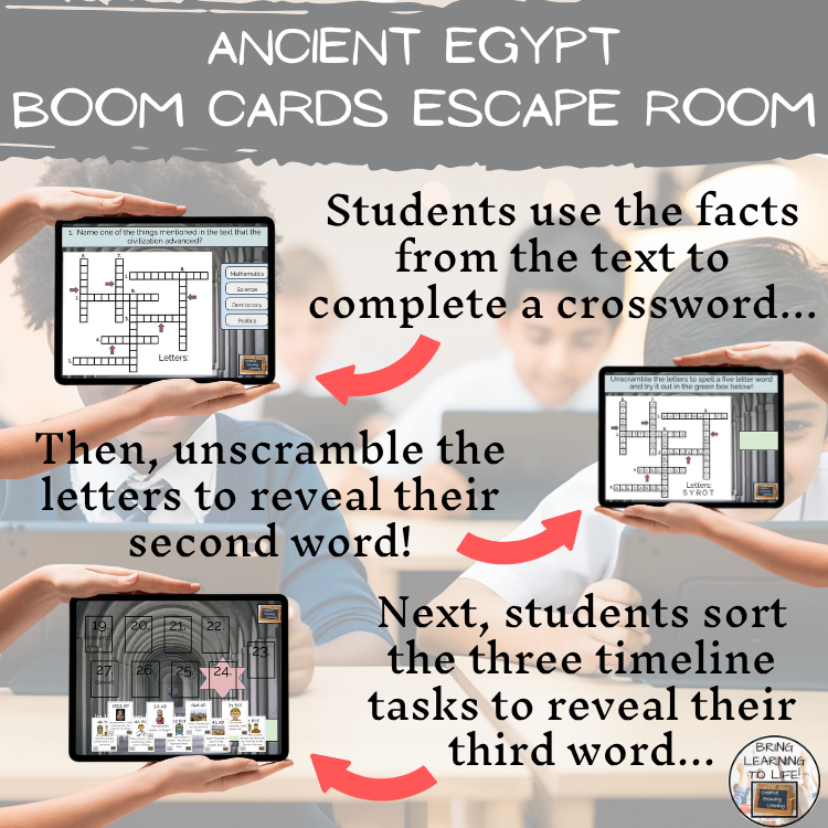 Ancient Egypt BOOM Cards Escape Room | Digital ELA Reading Activity