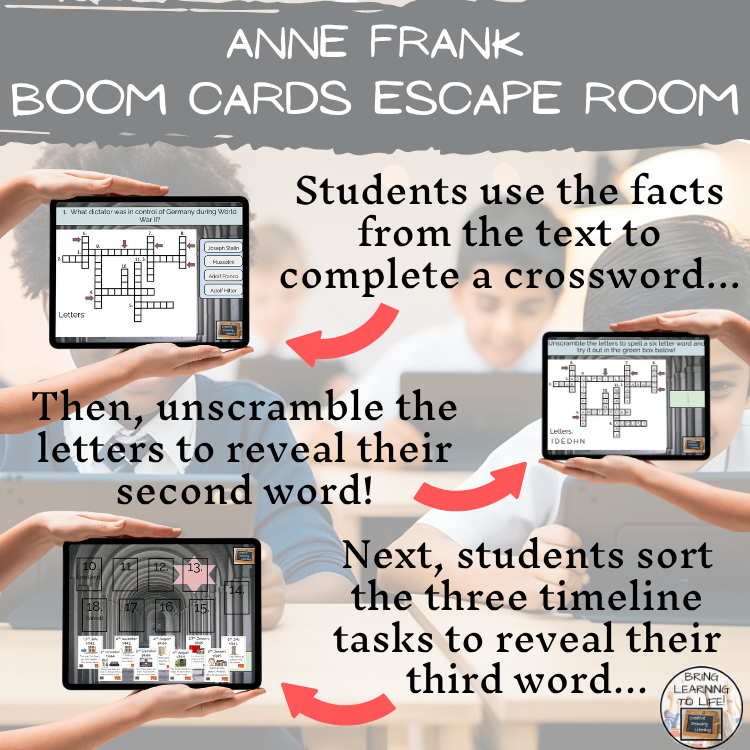 Anne Frank BOOM Cards Escape Room | Digital ELA Reading Activity