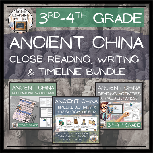 Ancient China Close Reading, Writing & Timeline Bundle | 3rd–4th Grade