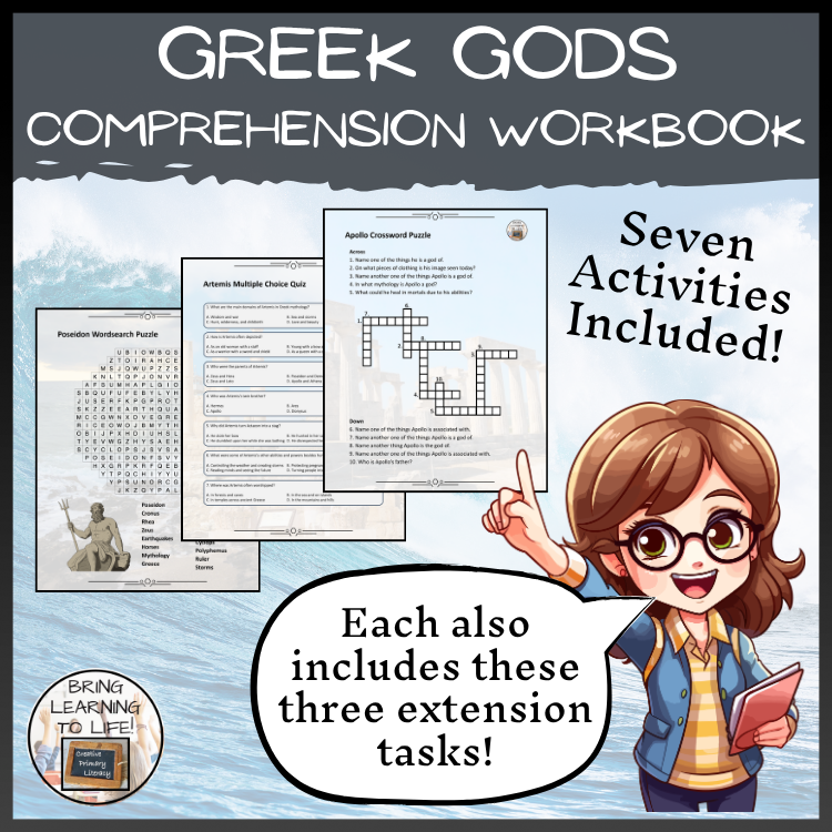 Greek Gods Reading Comprehension Workbook | 5th-6th Grade