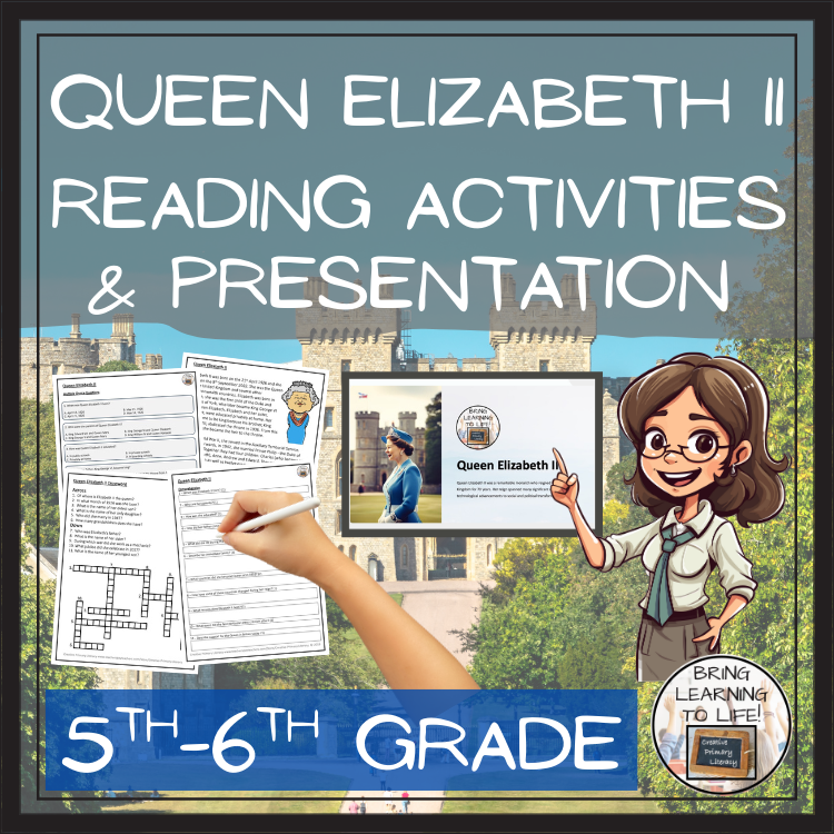 Queen Elizabeth II Close Reading Comprehension Activities | 5th Grade & 6th Grade