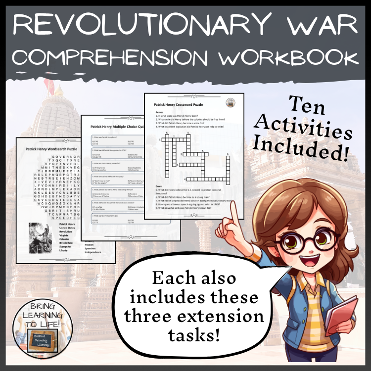 American Revolutionary War Reading Comprehension Workbook | 5th-6th Grade