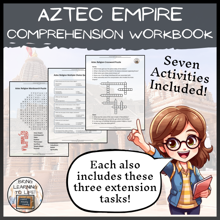 Aztec Empire Reading Comprehension Workbook | 5th-6th Grade