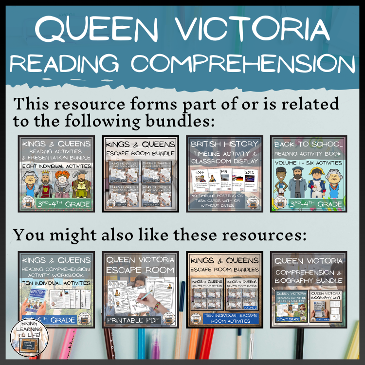Queen Victoria Close Reading Passage & Comprehension Activities | 3rd-4th Grade