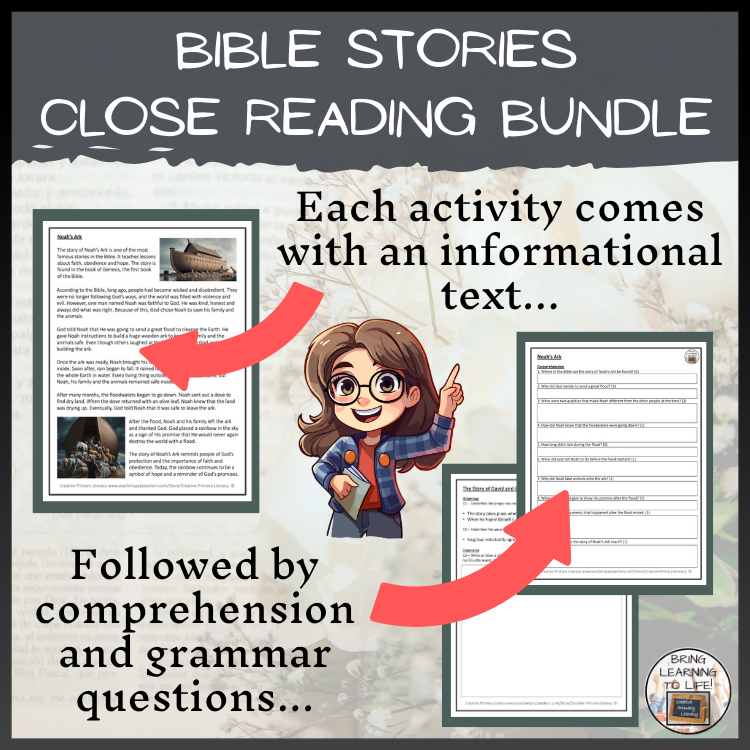 Bible Stories Close Reading Comprehension Bundle | 5th & 6th Grade