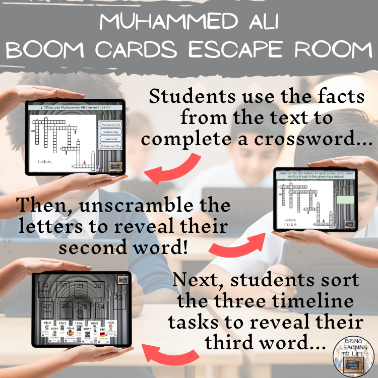 Muhammed Ali BOOM Cards Escape Room | Digital ELA Reading Activity