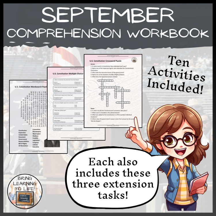 September in History Reading Comprehension Workbook | 5th-6th Grade