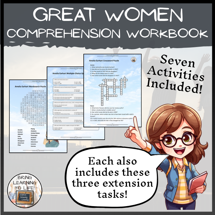 Great Women from History Reading Comprehension Workbook | 5th-6th Grade