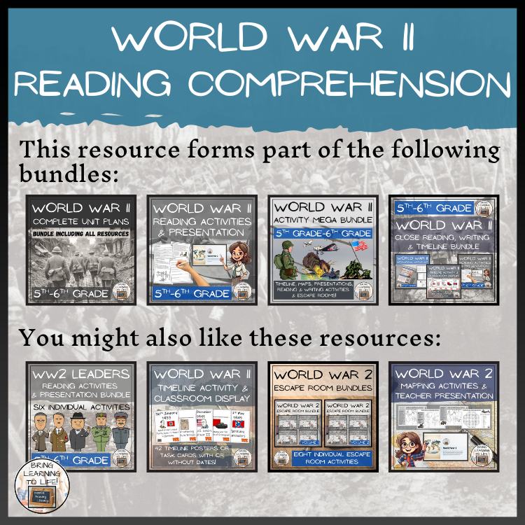 World War II Close Reading Passage & Comprehension Activities | 5th–6th Grade