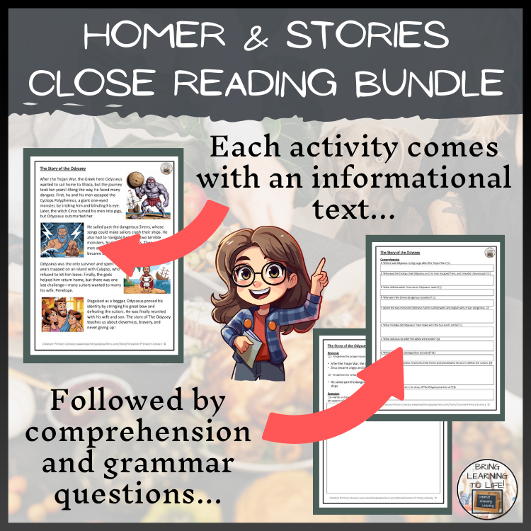 Homer, the Iliad and the Odyssey Close Reading Bundle | 5th Grade & 6th Grade