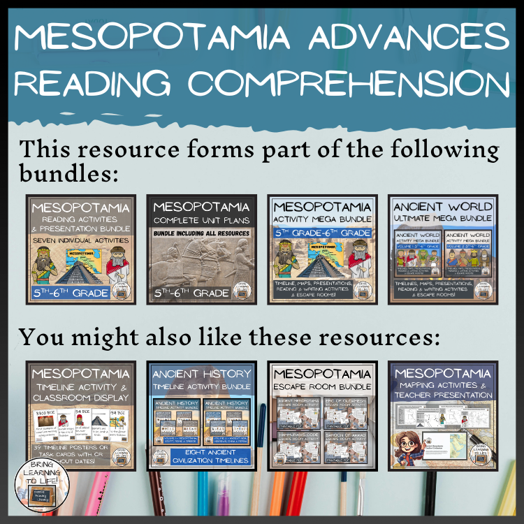 Advancements from Mesopotamia Close Reading Comprehension | 5th & 6th Grade