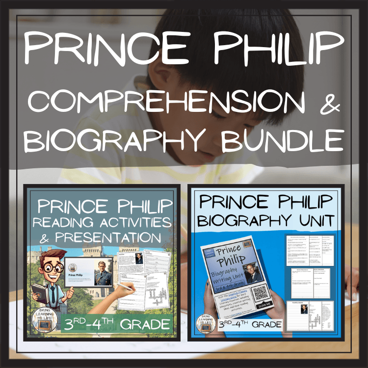 Prince Philip Close Reading & Biography Bundle | 3rd Grade & 4th Grade