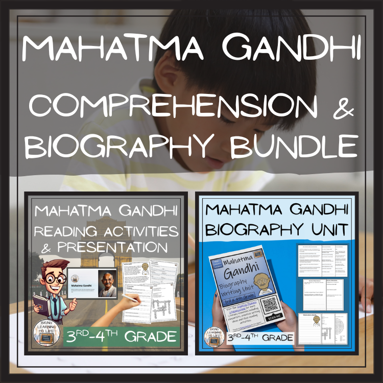 Mahatma Gandhi Close Reading & Biography Bundle | 3rd Grade & 4th Grade