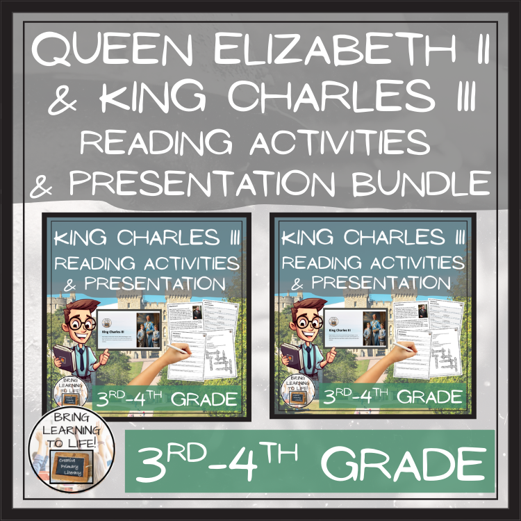 Queen Elizabeth II & King Charles III Close Reading Bundle | 3rd & 4th Grade