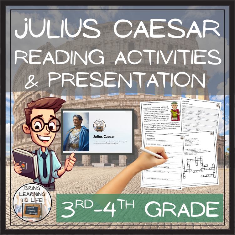 Julius Caesar Close Reading Comprehension Activities | 3rd Grade & 4th Grade