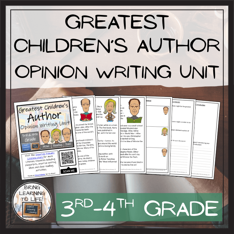 Greatest Children’s Author Opinion Writing Unit | 3rd–4th Grade materials for engaging opinion writing activities.