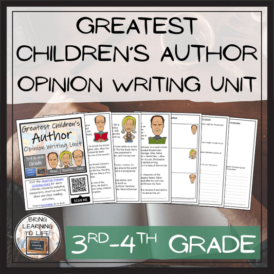 Greatest Children’s Author Opinion Writing Unit | 3rd–4th Grade materials for engaging opinion writing activities.
