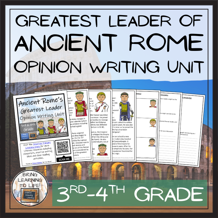 Ancient Rome's Greatest Leader Opinion Writing Unit | 3rd Grade & 4th Grade