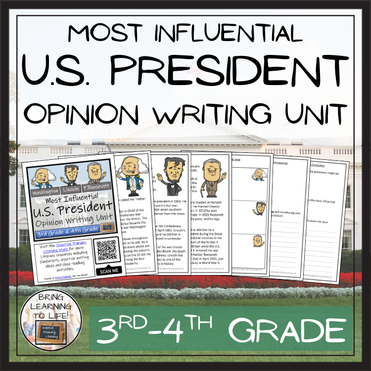Most Influential President Opinion Writing Unit | 3rd Grade & 4th Grade