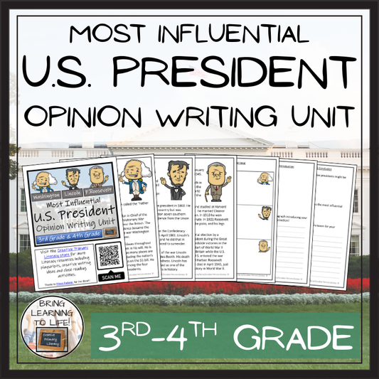 Most Influential President Opinion Writing Unit | 3rd Grade & 4th Grade
