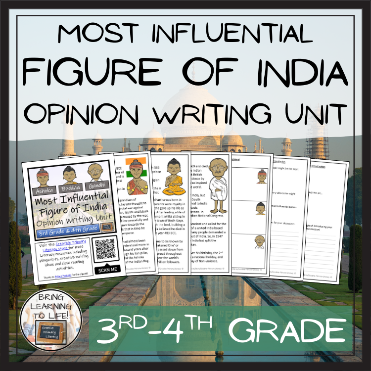 Most Influential Figure of India Opinion Writing Unit | 3rd Grade & 4th Grade