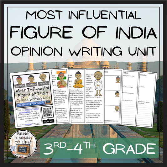 Most Influential Figure of India Opinion Writing Unit | 3rd Grade & 4th Grade