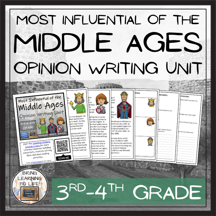 Most Influential Figure of Middle Ages Opinion Writing Unit | 3rd & 4th Grade