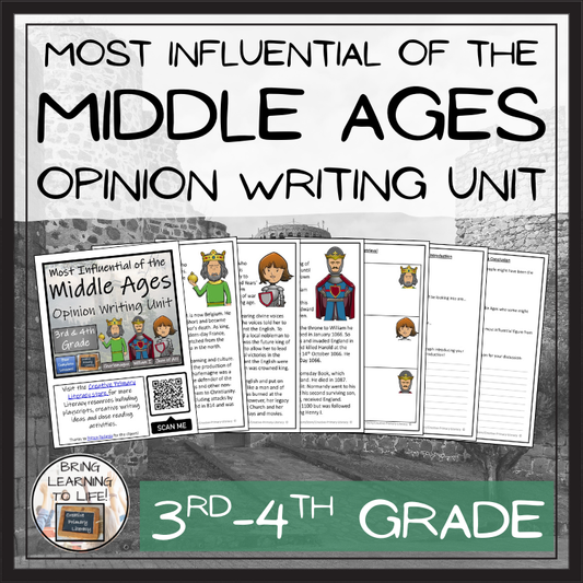Most Influential Figure of Middle Ages Opinion Writing Unit | 3rd & 4th Grade