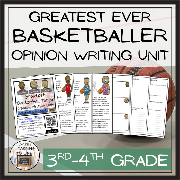 Greatest Basketball Player Opinion Writing Unit | 3rd Grade & 4th Grade