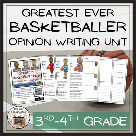 Greatest Basketball Player Opinion Writing Unit | 3rd Grade & 4th Grade