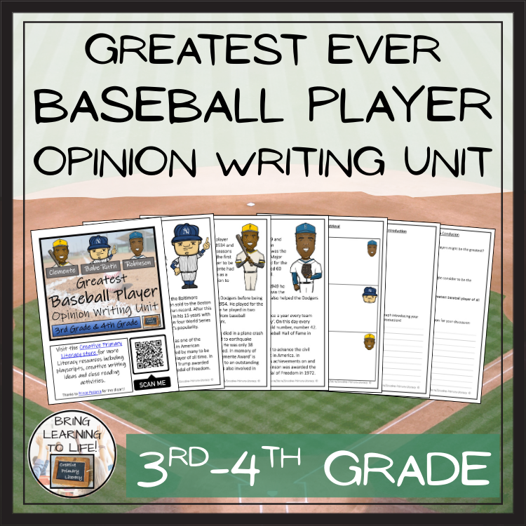 Greatest Baseball Player Opinion Writing Unit | 3rd Grade & 4th Grade