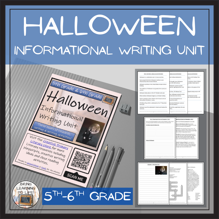 Halloween Informational Writing Unit | 5th Grade & 6th Grade