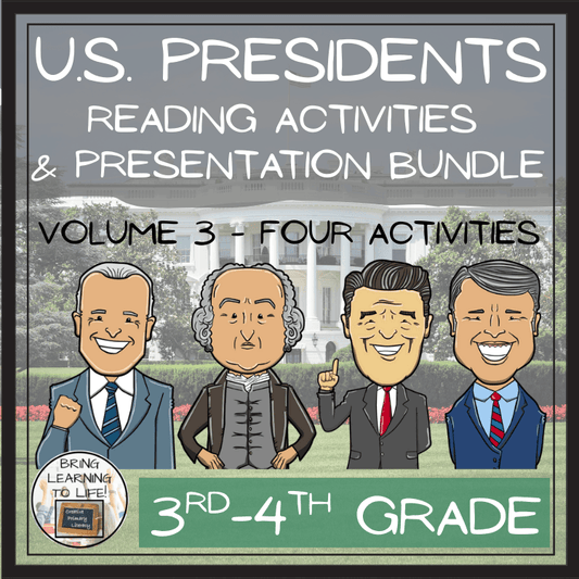 U.S. Presidents Volume 3 Close Reading Comprehension Bundle | 3rd & 4th Grade