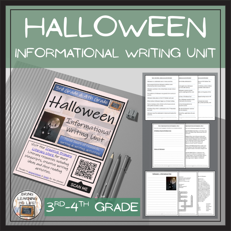 Halloween Informational Writing Unit | 3rd Grade & 4th Grade