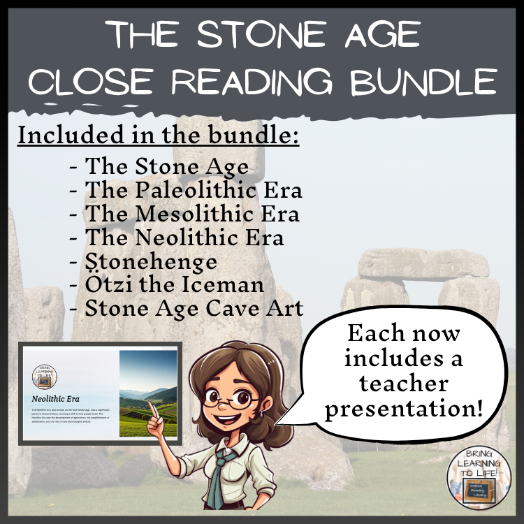 Stone Age Close Reading Comprehension Bundle | 5th & 6th Grade