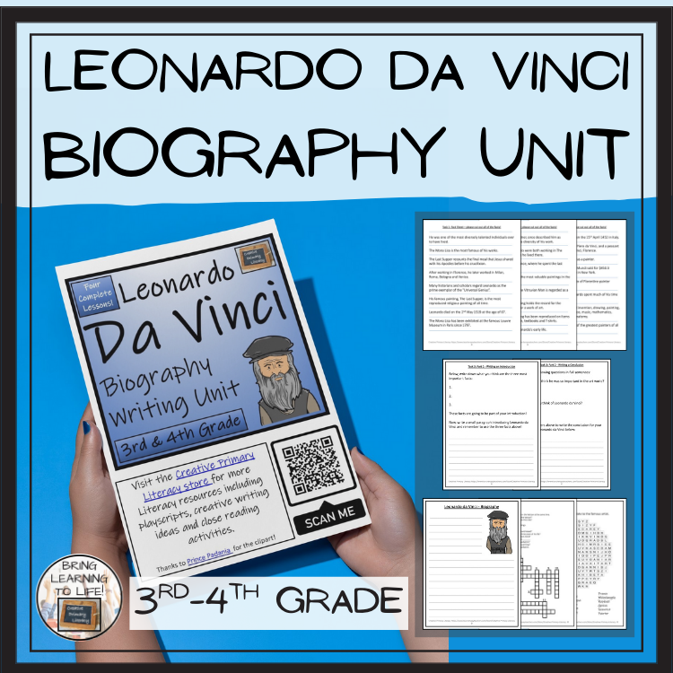 Leonardo da Vinci Biography Project & Writing Unit | 3rd Grade & 4th Grade