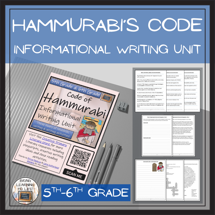 Hammurabi's Code Informational Writing Unit | 5th Grade & 6th Grade