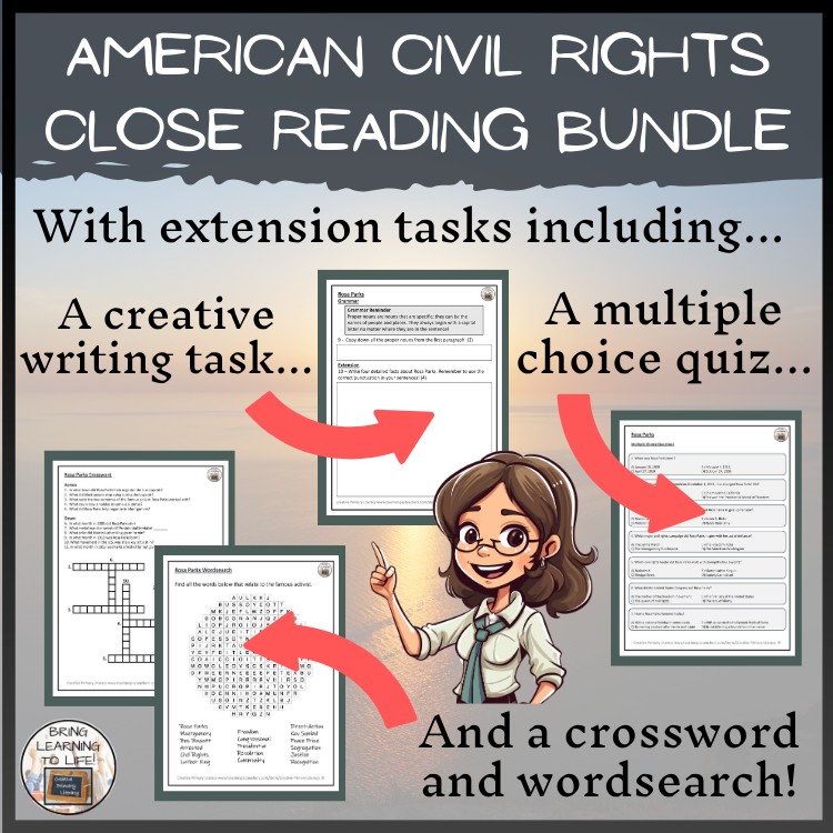 Civil Rights Movement Close Reading & Presentation Bundle | 3rd-4th Grade