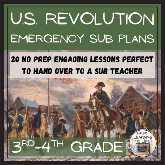 Emergency Sub Plans | American Revolutionary War Bundle | 3rd Grade & 4th Grade