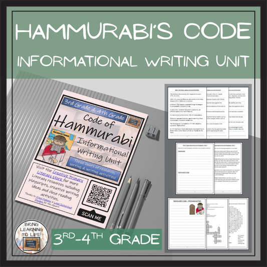 Hammurabi's Code Informational Writing Unit | 3rd Grade & 4th Grade