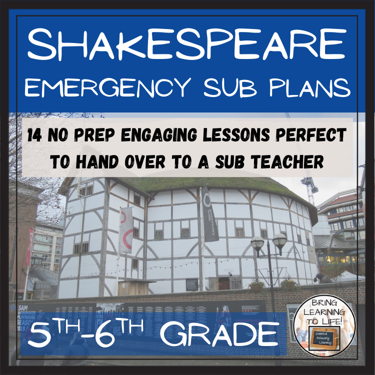 Emergency Sub Plans | William Shakespeare Bundle | 5th Grade & 6th Grade