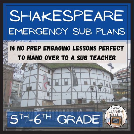 Emergency Sub Plans | William Shakespeare Bundle | 5th Grade & 6th Grade